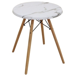Τραπέζι Randy Marble Carraca 08.0011.1 Φ60x69cm White Werzalit,Ξύλο