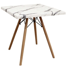 Τραπέζι Randy Marble Carraca 08.0014.1 70x70x69cm White Werzalit,Ξύλο