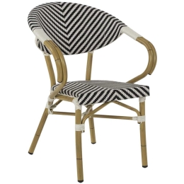 Πολυθρόνα Bamboo Look HM5861.01 59x56x82cm Black-White