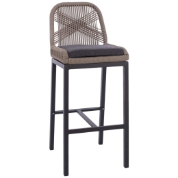 Σκαμπό Μπαρ HM5791.11 Με Μπεζ Σχοινί 46x53x100cm Grey