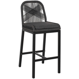 Σκαμπό Μπαρ HM5791.13 Με Γκρι Σχοινί 46x55x103cm Black