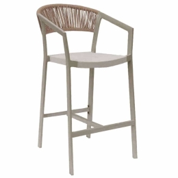 Σκαμπό Με Μπράτσα & Πλάτη Rattan HM5892.03 56x59x106cm Textline Champagne-White