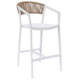 Σκαμπό Με Μπράτσα & Πλάτη Rattan HM5892.02 56x59x106cm Textline White