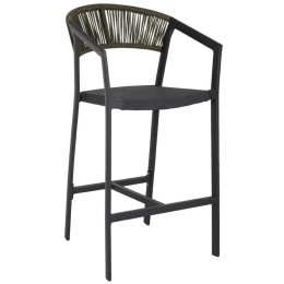 Σκαμπό Με Μπράτσα & Πλάτη Rattan HM5892.04 56x59x106cm Textline Anthracite