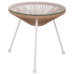 Τραπέζι Βοηθητικό Allegra HM5873.02 Φ47x45cm Twisted Wicker Natural-White