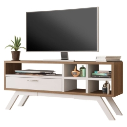 Έπιπλο Τηλεόρασης Cronos HM9314 110x30x50cm Walnut-White Μελαμίνη