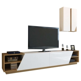 Έπιπλο Τηλεόρασης HM9439.01 240x37,5x47cm Walnut-White Μελαμίνη