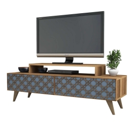 Έπιπλο Τηλεόρασης HM9510.02 140x41,8x48,8cm Walnut-Ciel Μελαμίνη