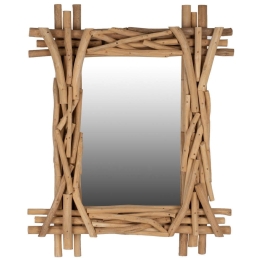 Καθρέπτης HM9372 100x80cm Από Μασίφ Ξύλο Τeak Natural Ξύλο,Γυαλί