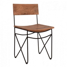Καρέκλα HM8180.11 46x51x84cm Ξύλο Ακακίας Natural Μέταλλο,Ξύλο
