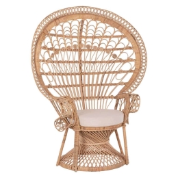 Πολυθρόνα Royal Peacock HM9342 Με Μαξιλάρι 114x72x150cm Rattan Natural