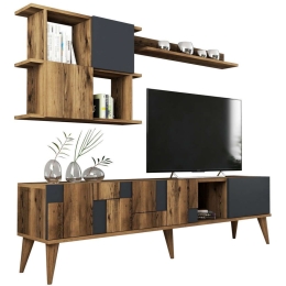 Σύνθεση Τηλεόρασης HM9437.01 180x33,8x48,6cm Walnut-Anthracite Μελαμίνη
