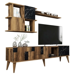 Σύνθεση Τηλεόρασης HM9437.02 180x33,8x48,6cm Walnut-Black Μελαμίνη