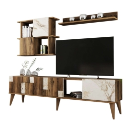 Σύνθεση Τηλεόρασης HM9437.03 180x33,8x48,6cm Walnut-White Μελαμίνη