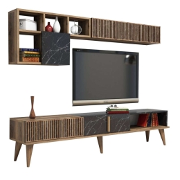 Σύνθεση Τηλεόρασης HM9438.03 180x35x40cm Walnut-Black Μελαμίνη