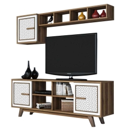 Σύνθεση Τηλεόρασης HM9513.03 160x35x56,2cm Walnut-White Μελαμίνη