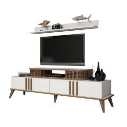 Σύνθεση Τηλεόρασης HM9515.03 168x39x51,6cm White-Walnut Μελαμίνη