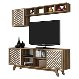Σύνθεση Τηλεόρασης HM9516.03 160x35x56.2cm Walnut-White Μελαμίνη