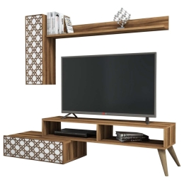 Σύνθεση Τηλεόρασης (Σετ 2Τμχ) HM9518.04 150x37,2x37,8cm Walnut-White Μελαμίνη