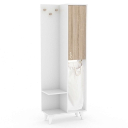 Έπιπλο Μπάνιου Sagara HM9178 Με Καλάθι Απλύτων 64x30x178cm Sonama-White Μελαμίνη