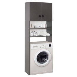 Έπιπλο Πλυντηρίου Terry HM9122.13 Με Ράφια & Ντουλάπι 64x29x181cm Grey Μελαμίνη