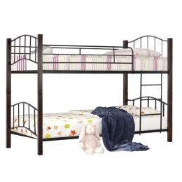 Κρεβάτι Κουκέτα HM645 Για Στρώμα 90x190cm Walnut-Black Μονό Μέταλλο,Ξύλο