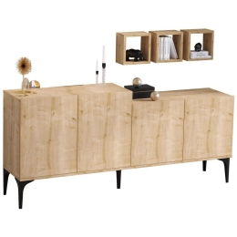 Μπουφές Με 3 Ραφάκια HM9430.01 180x40x85cm Natural Μελαμίνη