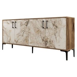 Μπουφές HM9428.02 180x35x78cm Walnut-Ecru Μελαμίνη,Μέταλλο