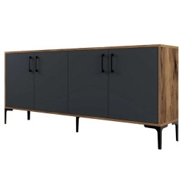 Μπουφές HM9428.01 180x35x78cm Walnut-Anthracite Μελαμίνη,Μέταλλο