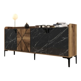 Μπουφές HM9433.03 180x35x78cm Walnut-Black Μελαμίνη