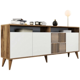Μπουφές HM9431.02 Με Πόρτες 180x35x78,6cm Walnut-White Μελαμίνη
