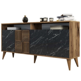 Μπουφές HM9506.02 160x35x78cm Walnut-Black Μελαμίνη