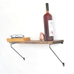Ράφι Τοίχου HM8963.01 60x14x20cm Μέταλλο-Ξύλο Walnut-Black Μέταλλο,Ξύλο