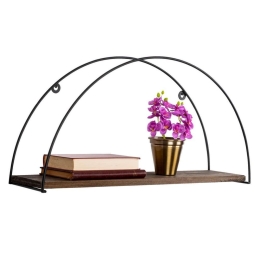 Ράφι Τοίχου HM9112.01 60x15x30cm Μέταλλο-Ξύλο Natural-Black Μέταλλο,Ξύλο