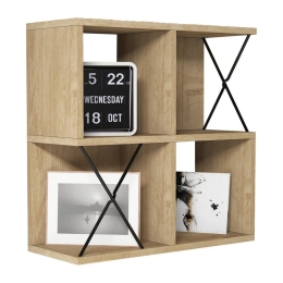 Ραφιέρα Τοίχου HM9520.01 60x24x60cm Natural-Oak Μελαμίνη,Μέταλλο