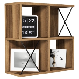 Ραφιέρα Τοίχου HM9520.02 60x24x60cm Walnut Μελαμίνη,Μέταλλο