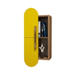 Ραφιέρα Τοίχου HM9522.04 35x22x80cm Walnut-Yellow