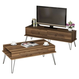 Σύνθεση Σαλονιού  (Σετ 2Τμχ) HM11851.03 Walnut Μελαμίνη