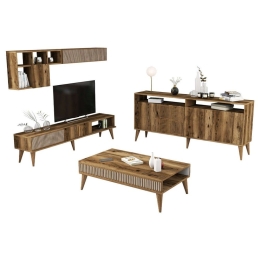 Σύνθεση Σαλονιού (Σετ 3Τμχ) HM11845.01 Walnut-White Μελαμίνη
