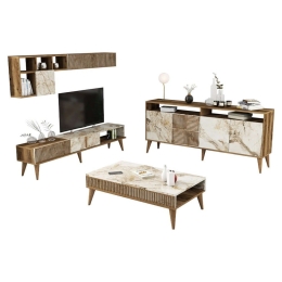 Σύνθεση Σαλονιού (Σετ 3Τμχ) HM11845.03 Walnut-White Μελαμίνη
