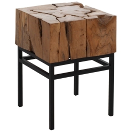 Τραπεζάκι Βοηθητικό HM9353 38x38x55cm Από Μασίφ Ξύλο Natural Τeak Μέταλλο,Ξύλο