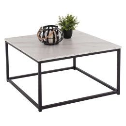 Τραπέζι Σαλονιού Braylen HM8942.12 Τετράγωνο 75x75x43cm Όψη Μαρμάρου White Μελαμίνη,Μέταλλο