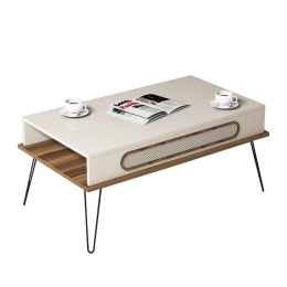 Τραπέζι Σαλονιού HM9500.03 105x56x45,8cm Μεταλλικά Πόδια Ecru Μελαμίνη