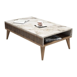 Τραπέζι Σαλονιού HM9505.03 105x60x34,6cm Walnut-White Μελαμίνη