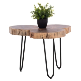 Τραπέζι Σαλονιού Oslo HM8211.11 57x57x40cm Από Μασίφ Ακακίας Natural-Black Μέταλλο,Ξύλο