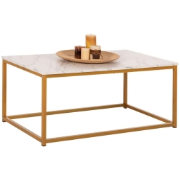 Τραπέζι Σαλονιού Saffron HM8975.11 95x55x43,5cm Gold-White Μελαμίνη,Μέταλλο