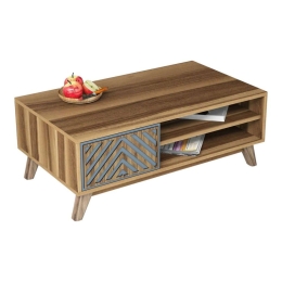 Τραπέζι Σαλονιού Με Ντουλαπάκι HM9502.02 105x60x38,2cm Walnut-Blue Μελαμίνη