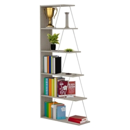Βιβλιοθήκη Mini Tars HM2241.11 Με Λευκές Μεταλλικές Βέργες 65x22 24x146cm Sonoma