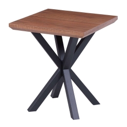 Τραπεζάκι Βοηθητικό Σαλονιού HM9471.02 50x50x58cm Με Μαύρη Μεταλλική Βάση Walnut Μέταλλο,Ξύλο