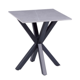 Τραπεζάκι Βοηθητικό Σαλονιού HM9471.05 50x50x55cm Με Μαύρη Μεταλλική Βάση Marble Grey Μέταλλο, Κεραμικό